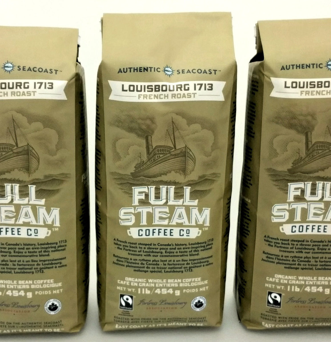 Full Steam Louisbourg 1713 French Roast Whole Bean Authentic